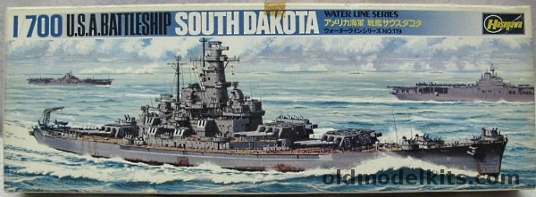 Hasegawa 1/700 USS South Dakota BB57 - Battleship, WLB119 plastic model kit